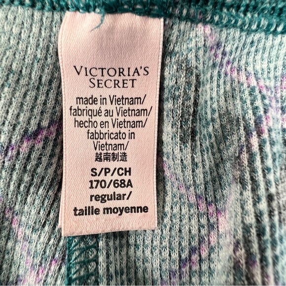 2-Pc Victoria’s Secret Plaid Thermal Cotton Pj’s Long Sleeve Crewneck Pj’s - Picture 6 of 10